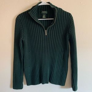 Ralph Lauren Forest Green Knit Ribbed Quarter Zip!